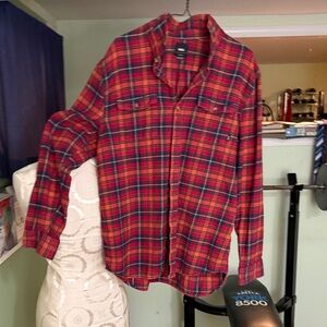 Vans, Red Plaid Men's Shirt, XL